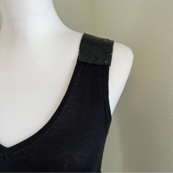 BCBGMaxAzria Silk/Cashmere Black Sequin Tank Top Size XS - Picture 2 of 5